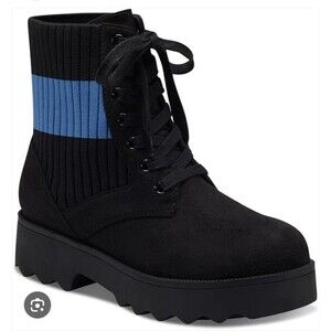 Aerosole Sirie Little Kids 11 Black Faux Suade black Sweater Cuff Blue NIB